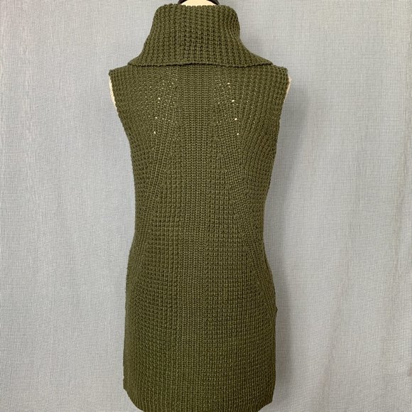 Dark Green Sleeveless Sweater Vest / Sleeveless Knit Tunic / Green Sweater Dress - Picture 4 of 4